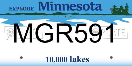 MGR591 Minnesota License Plate