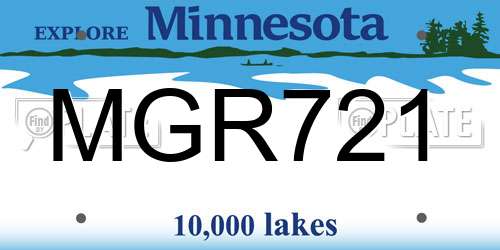 MGR721 Minnesota License Plate