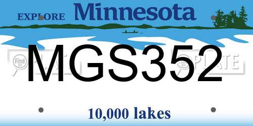 MGS352 Minnesota License Plate