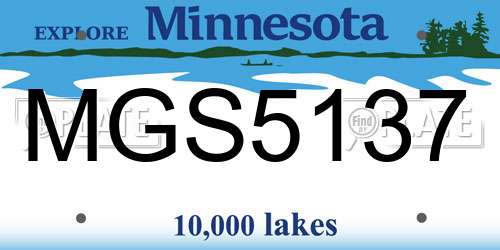 MGS5137 Minnesota License Plate