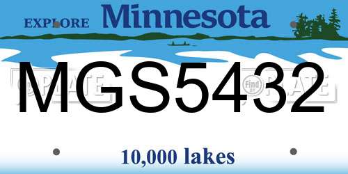 MGS5432 Minnesota License Plate