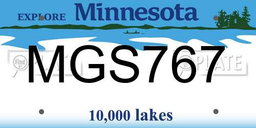 MGS767 Minnesota License Plate