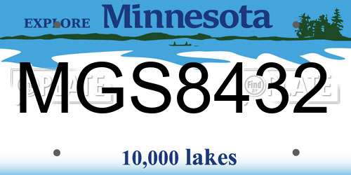 MGS8432 Minnesota License Plate