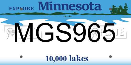 MGS965 Minnesota License Plate