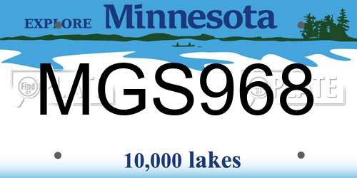 MGS968 Minnesota License Plate