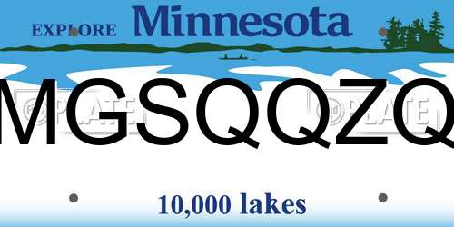 MGSQQZQ Minnesota License Plate