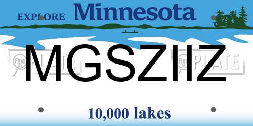 MGSZIIZ Minnesota License Plate