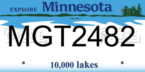 MGT2482 Minnesota License Plate