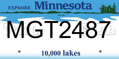 MGT2487 Minnesota License Plate