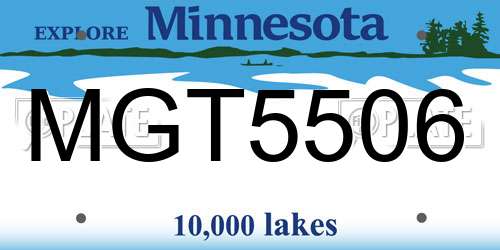 MGT5506 Minnesota License Plate