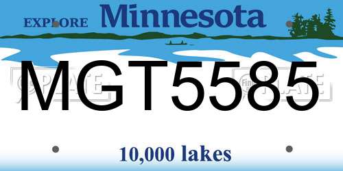 MGT5585 Minnesota License Plate