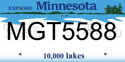 MGT5588 Minnesota License Plate