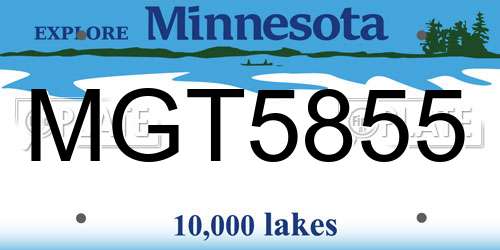 MGT5855 Minnesota License Plate