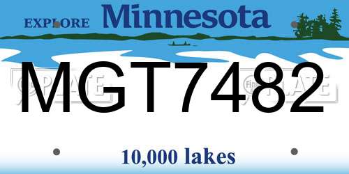 MGT7482 Minnesota License Plate