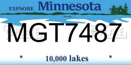MGT7487 Minnesota License Plate
