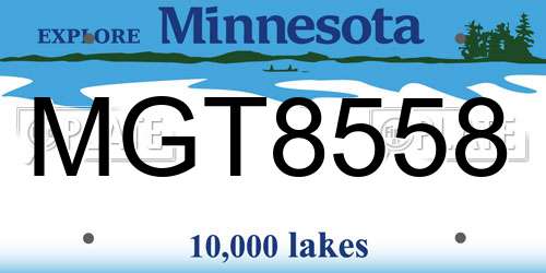 MGT8558 Minnesota License Plate