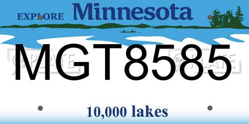 MGT8585 Minnesota License Plate