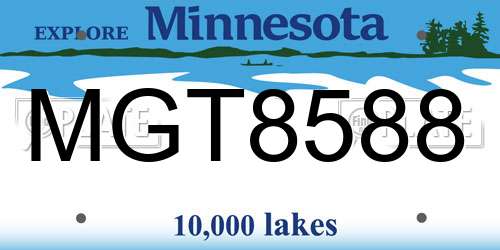 MGT8588 Minnesota License Plate