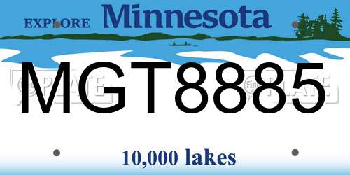 MGT8885 Minnesota License Plate