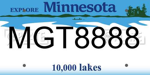 MGT8888 Minnesota License Plate