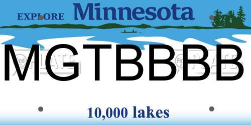 MGTBBBB Minnesota License Plate
