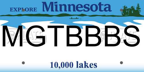 MGTBBBS Minnesota License Plate