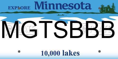 MGTSBBB Minnesota License Plate