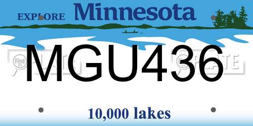 MGU436 Minnesota License Plate