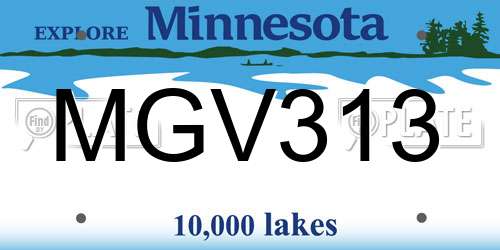 MGV313 Minnesota License Plate