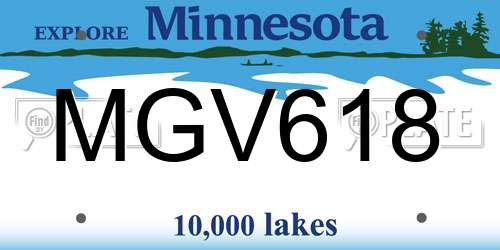 MGV618 Minnesota License Plate