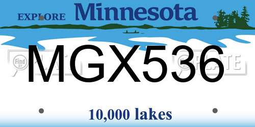 MGX536 Minnesota License Plate
