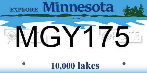 MGY175 Minnesota License Plate