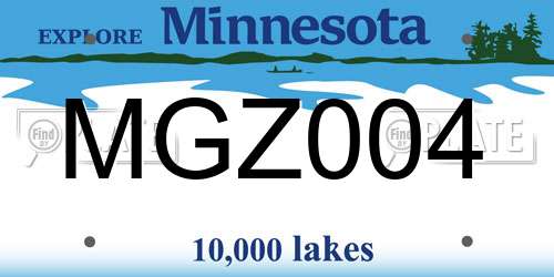 MGZ004 Minnesota License Plate