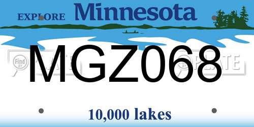 MGZ068 Minnesota License Plate