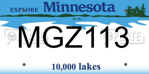 MGZ113 Minnesota License Plate