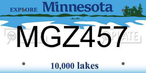 MGZ457 Minnesota License Plate