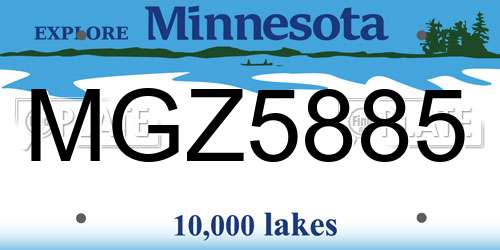 MGZ5885 Minnesota License Plate