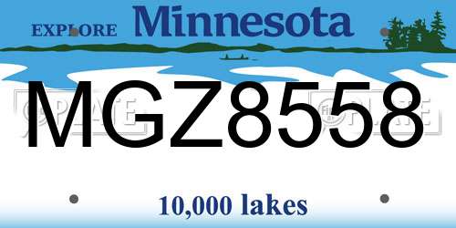 MGZ8558 Minnesota License Plate