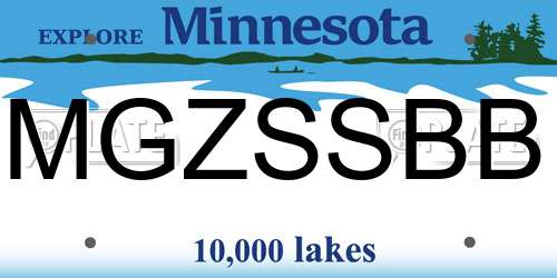 MGZSSBB Minnesota License Plate