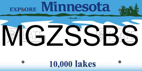 MGZSSBS Minnesota License Plate