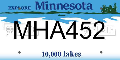 MHA452 Minnesota License Plate