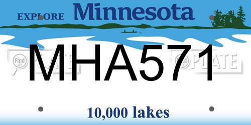 MHA571 Minnesota License Plate
