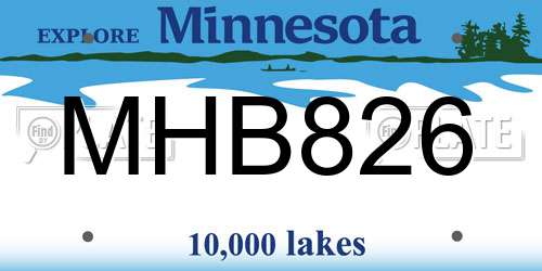 MHB826 Minnesota License Plate