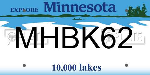 MHBK62 Minnesota License Plate
