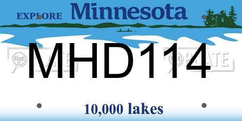 MHD114 Minnesota License Plate