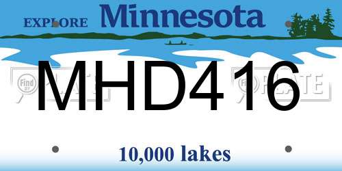 MHD416 Minnesota License Plate