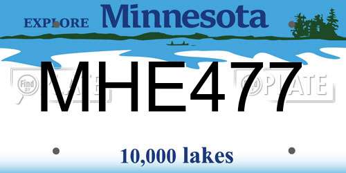 MHE477 Minnesota License Plate