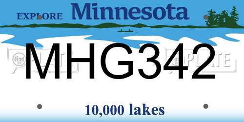 MHG342 Minnesota License Plate