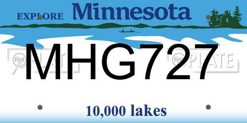 MHG727 Minnesota License Plate