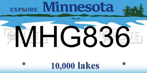 MHG836 Minnesota License Plate